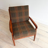 Mid Century Lounge Chair - New Woven Pattern Upholstery