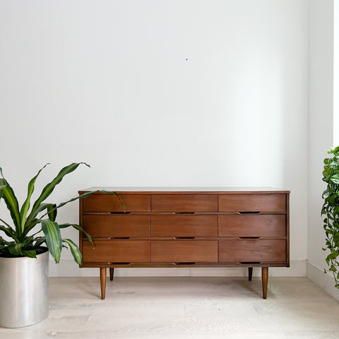 Mid Century Low 9 Drawer Dresser