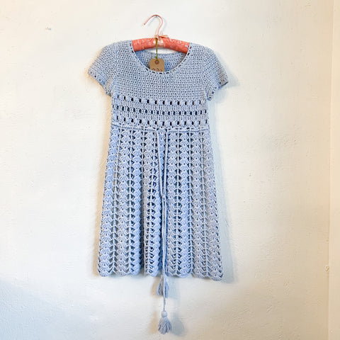 '60s Periwinkle Cotton Crochet Dress