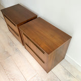 Pair Mid Century Plinth Base Nightstands