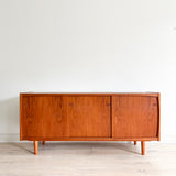 Danish Teak Credenza w/ Sliding Doors