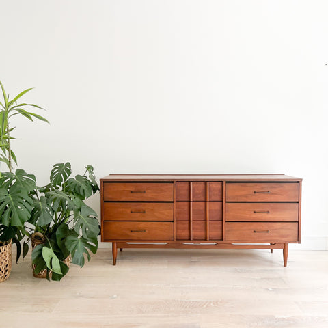 Mid Century Walnut 9 Drawer Dresser