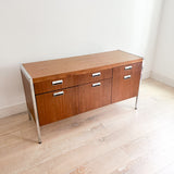 Mid Century Walnut + Chrome Credenza