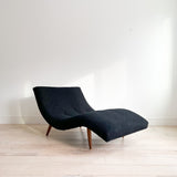 Mid Century Wave Chaise - New Black Upholstery