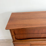 Sculpted Front Walnut Highboy Dresser