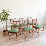 Set of 6 Mid Century Dining Chairs - New Green Upholstery