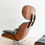 Plycraft Lounge Chair and Ottoman w/ Black Leather