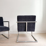 Pair of Modern Chrome Lounge Chairs - New Upholstery