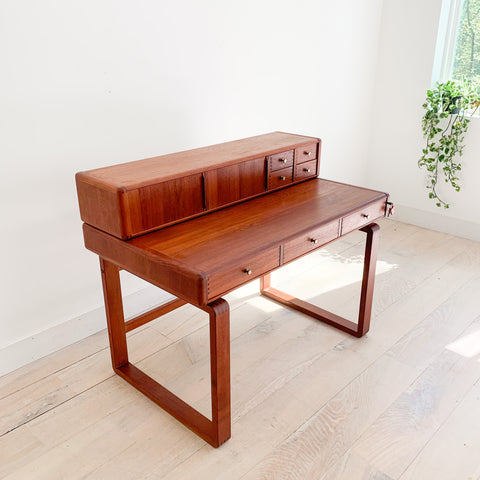 Solid 2 Piece Teak Desk by D-Scan