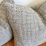 Grey Multi-Color Tweed Pillow