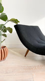 Mid Century Wave Chaise - New Black Upholstery