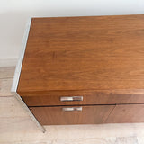 Mid Century Walnut + Chrome Credenza