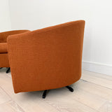 Pair of Swivel Chairs w/ New Burnt Orange Upholstery