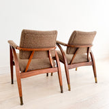 Pair of Reclining Occasional Chairs - Brown/Mauve