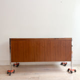 Mid Century Walnut + Chrome Credenza