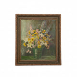 30s Floral Oil Painting in Original Frame
