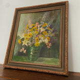 30s Floral Oil Painting in Original Frame