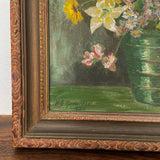 30s Floral Oil Painting in Original Frame