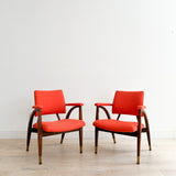 Pair of Reclining Occasional Chairs - Orange/Red