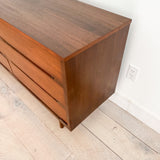 Mid Century Walnut 9 Drawer Low Dresser