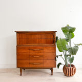 Sculpted Front Walnut Highboy Dresser