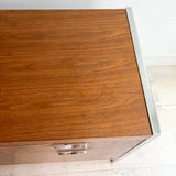 Mid Century Walnut + Chrome Credenza