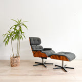 Rosewood Eames Style Lounge Chair + Ottoman