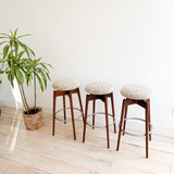 Set of 3 Mid Century Walnut Bar Stools