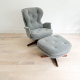 Mid Century Swivel Rocker w/ Ottoman - New Upholstery