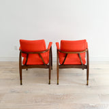 Pair of Reclining Occasional Chairs - Orange/Red