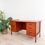 Large Danish Teak Desk w/ Finished Back