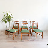 Set of 6 Mid Century Dining Chairs - New Green Upholstery