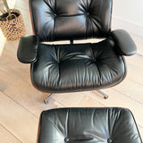 Plycraft Lounge Chair and Ottoman - Black Leather