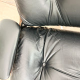 Plycraft Lounge Chair and Ottoman w/ Black Leather