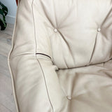 Modern Luna Chair + Ottoman - Beige Leather