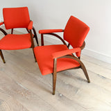 Pair of Reclining Occasional Chairs - Orange/Red