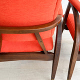 Pair of Reclining Occasional Chairs - Orange/Red