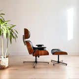 Plycraft Lounge Chair and Ottoman - Black Leather