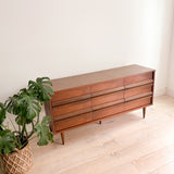 Mid Century Bassett Low 9 Drawer Dresser