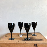Set of 4 VTG Black Glassware 7"