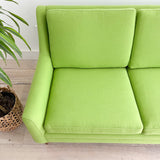 Mid Century Sofa + Chair - New Bright Green Upholstery