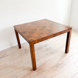 Mid Century Burlwood Parsons Dining Table w/ 1 Leaf