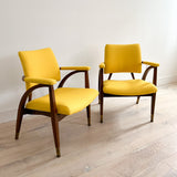 Pair of Reclining Occasional Chairs - Yellow