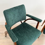 Pair of Reclining Occasional Chairs - Green Chenille