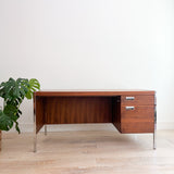 Mid Century Walnut + Chrome Desk