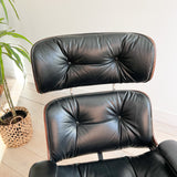 Plycraft Lounge Chair and Ottoman - Black Leather