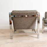 Pair of Cy Mann Lounge Chairs - New Shearling Upholstery