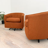 Pair of Swivel Chairs w/ New Burnt Orange Upholstery