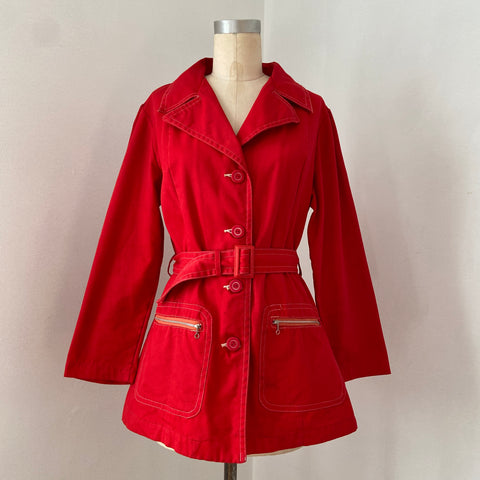 60s Red Belted Mod Jacket