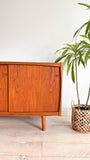 Danish Teak Credenza w/ Sliding Doors